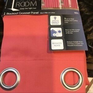 2 Coral Pink Dark Room Curtain, Window Treatment Low Noise